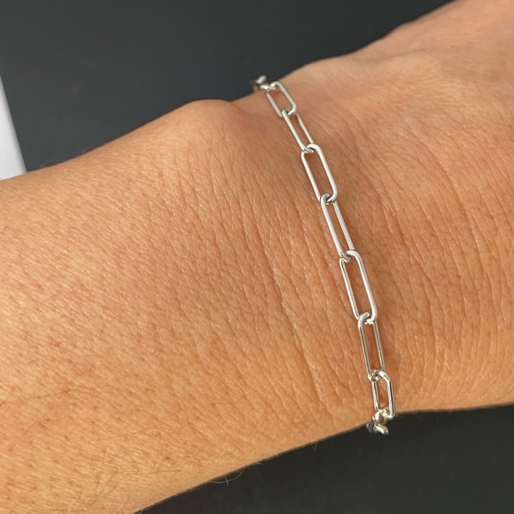 Solid Real 925 Sterling Silver Dainty Chain Bracelet Italy Woman Gift - Picture 1 of 12